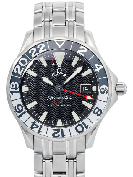  Omega Waved Black 41mm Seamaster Watch - Silver 