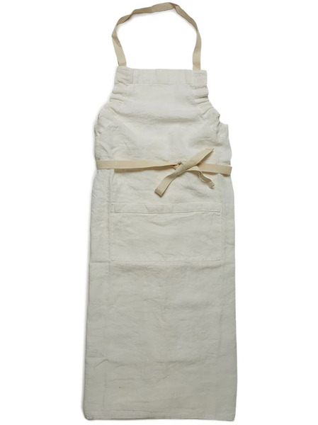  Once Milano Long Linen Apron - White 