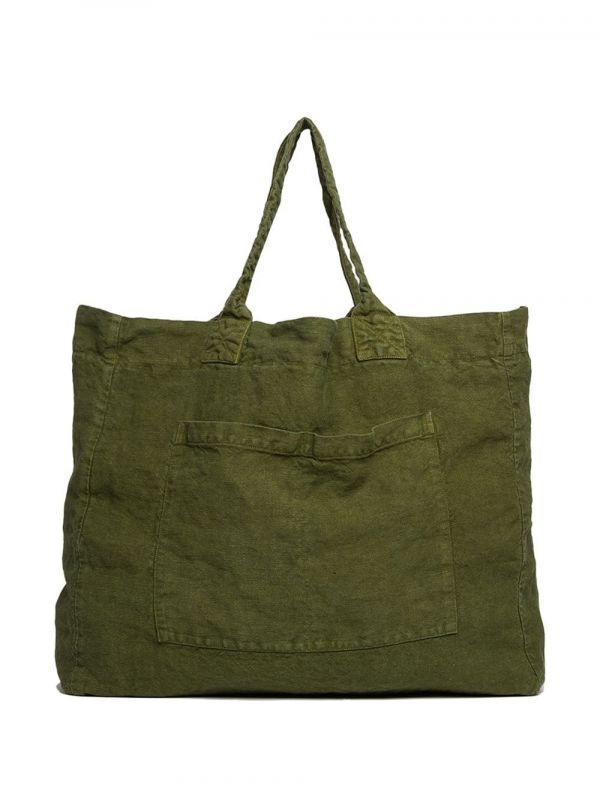 Once Milano Weekend Linen Tote Bag - Green 