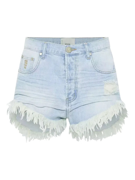  One Teaspoon Frayed Denim Shorts - Blue 