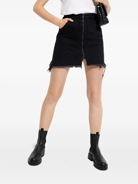  One Teaspoon Zip Frayed Mini Skirt - Black 