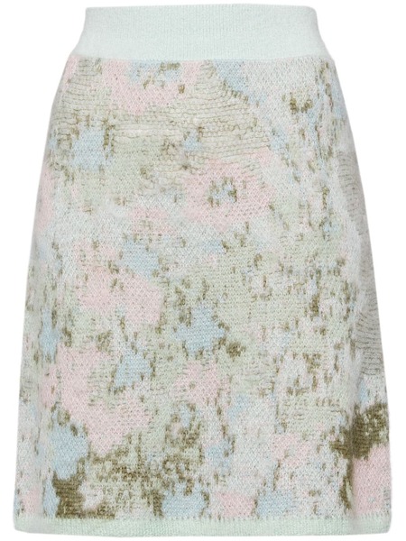  Onefifteen Floral-intarsia Knitted Skirt - Blue 
