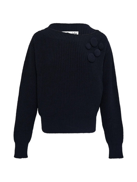  Open Yy Badge Appliqué Knit Pullover - Blue 