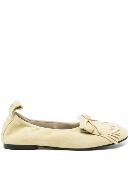  Open Yy Bun Suede Flats - Yellow 