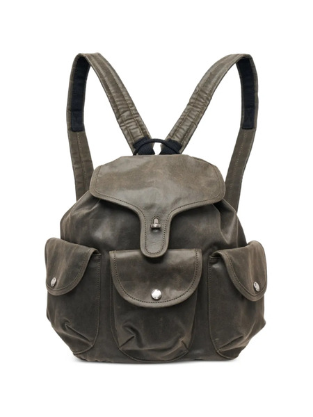  Open Yy Flap-pocket Backpack - Brown 