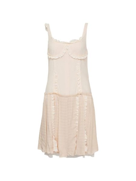 Open Yy Flapper Ruffled Pleated Mini Dress - Neutrals 