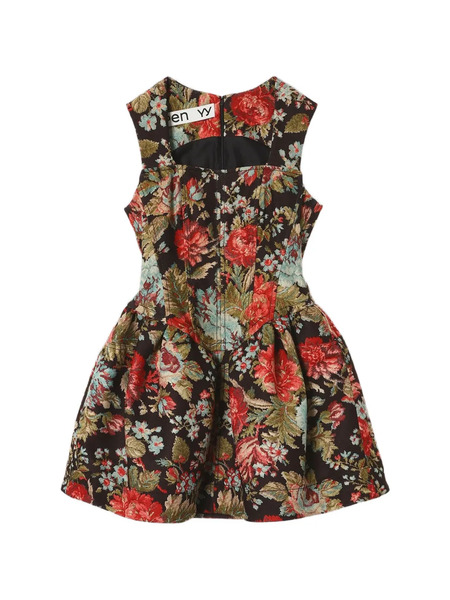  Open Yy Floral-print Mini Dress - Brown 