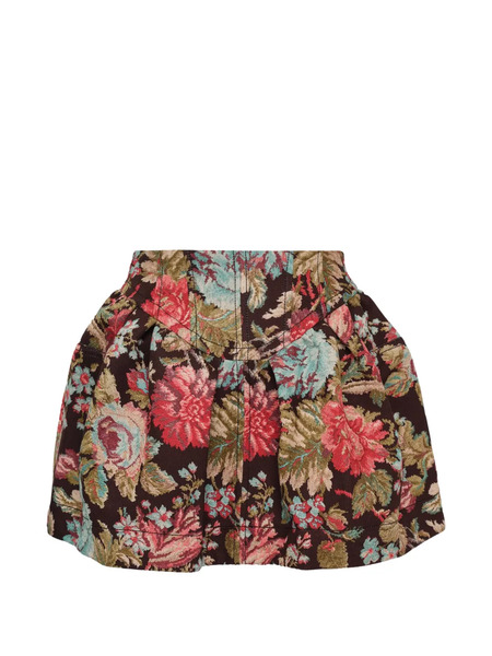  Open Yy Floral-print Wired Skirt - Black 