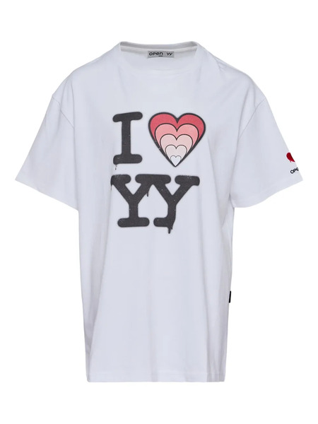  Open Yy Heart-print T-shirt - White 