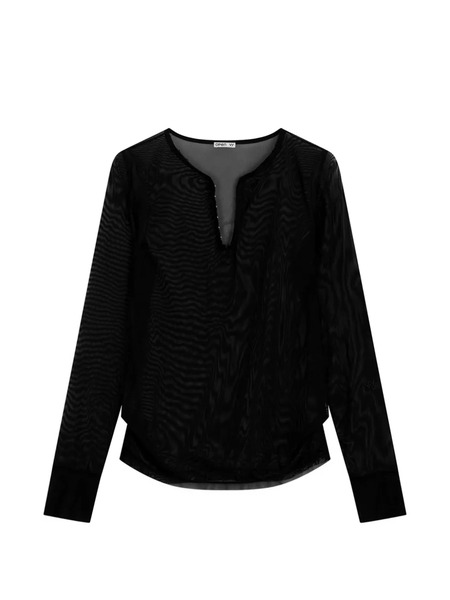  Open Yy Henley Top - Black 