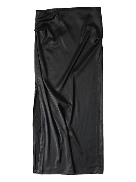  Open Yy Logo-print Side-zip Skirt - Black 