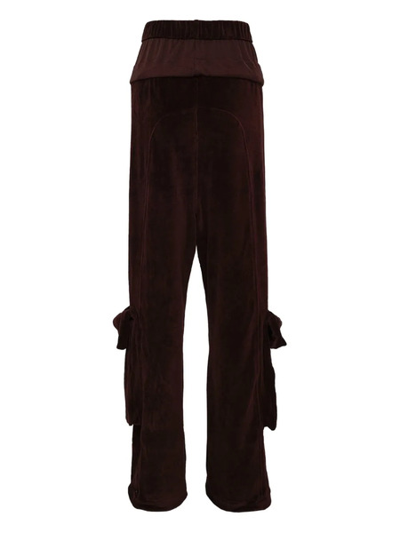  Open Yy Rolled-waist Velour Cargo Pants - Brown 