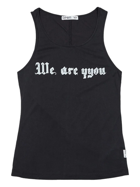  Open Yy Slogan-print Tank Top - Black 