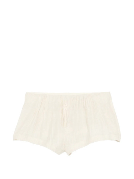  Open Yy Tab Logo-patch Mini Shorts - Neutrals 
