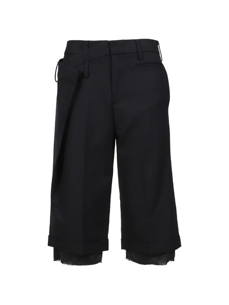  Open Yy Wrap Over Layered Bermuda Shorts - Black 