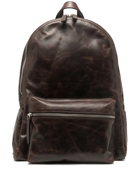  Orciani Cracked-effect Leather Backpack - Brown 