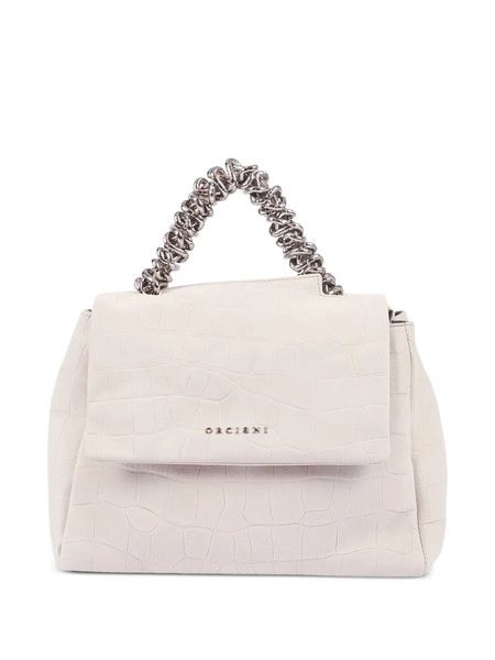  Orciani Crocodile-effect Chain-link Shoulder Bag - White 