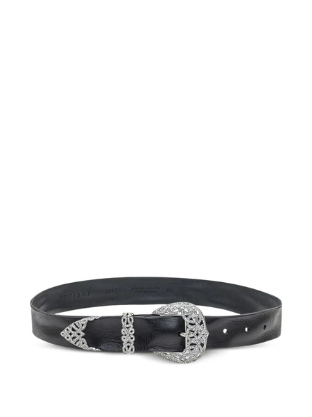  Orciani Crystal-embellished Leather Belt - Black 