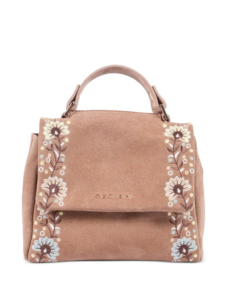  Orciani Floral-embroidered Shoulder Bag - Brown 