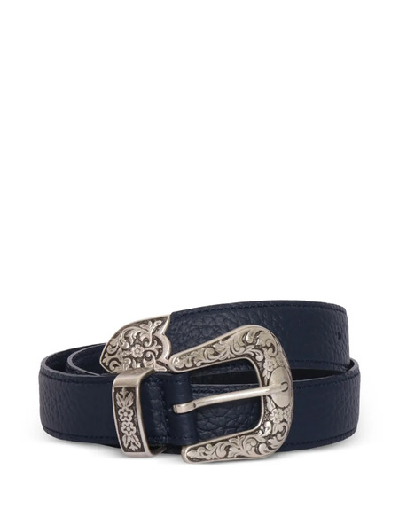  Orciani Floral-engraved Leather Belt - Blue 