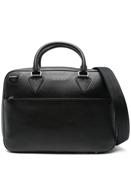  Orciani Leather Laptop Bag - Black 