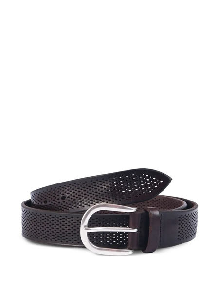  Orciani Perforated Buckle Leather Belt - Brown 