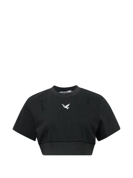  Ordinary Couture Code Embroidered Crop Top - Black 