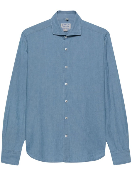  Orian Mélange-effect Cotton Shirt - Blue 