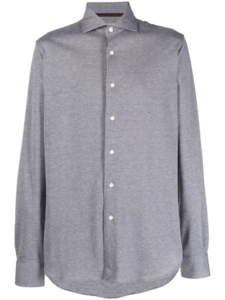  Orian Spread Collar Piqué Shirt - Grey 