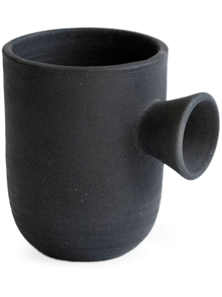  Origin Made Charred Cup Clay Vase (13cm) - Black 