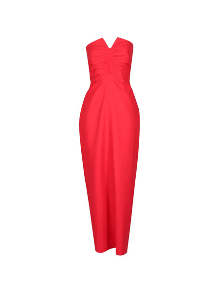  Oroton Ruched Strapless Dress - Red 