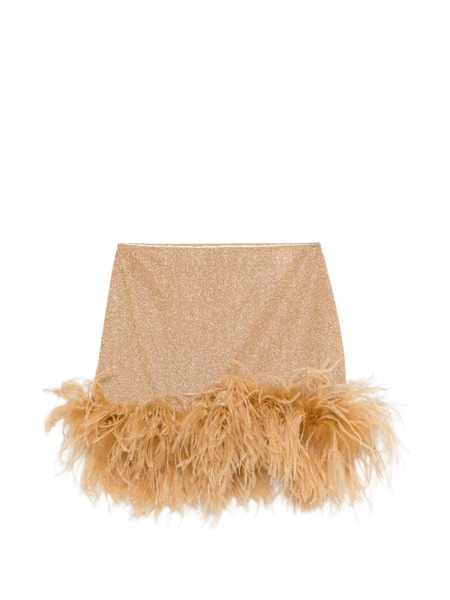  Oséree Feather-trim Mini Skirt - Gold 