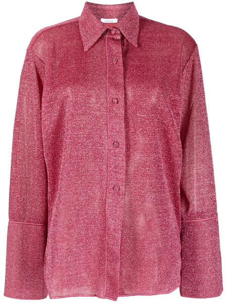 Oséree Lumière Lurex Buttoned Blouse - Red 