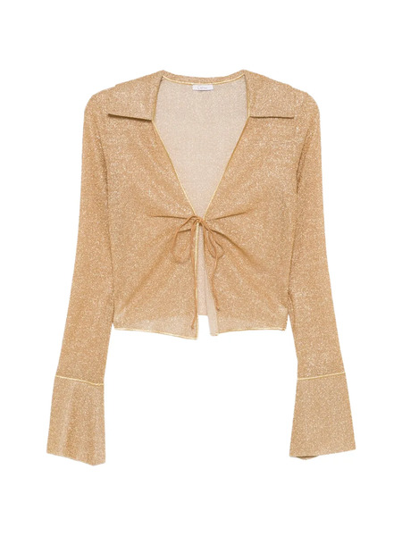  Oséree Tie Front Flare Sleeve Top - Gold 