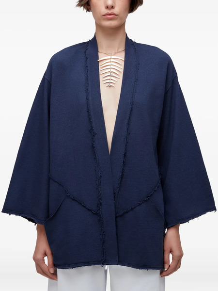  Osklen Frayed-edge Open Coat - Blue 