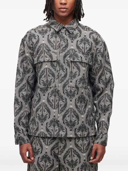  Osklen Jacquard Floral-pattern Shirt Jacket - Grey 