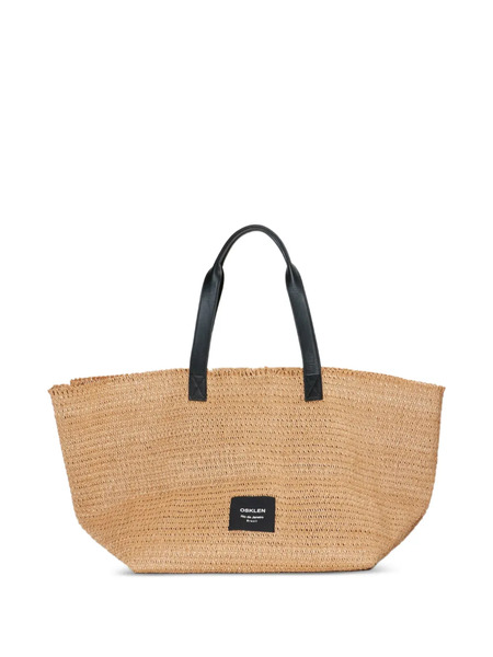  Osklen Leather Raffia Tote Bag - Neutrals 