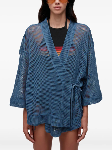  Osklen Mesh Wrap Coat - Blue 