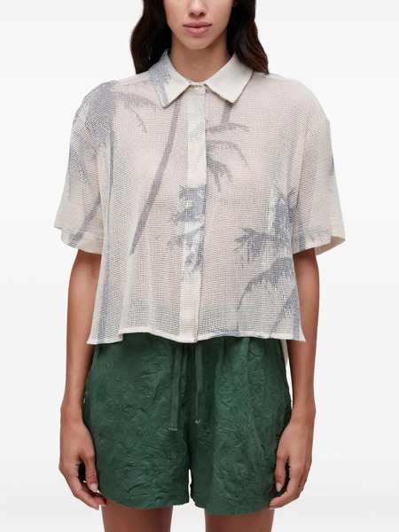  Osklen Palm-tree Mesh Shirt - Neutrals 