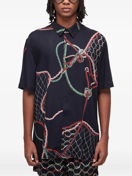  Osklen Rope-print Short-sleeve Shirt - Black 