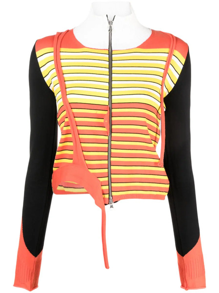  Ottolinger Asymmetric Stripe-pattern Cardigan - Yellow 
