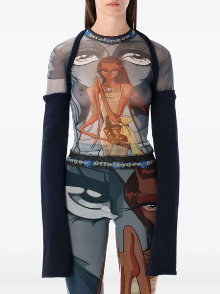  Ottolinger Julien Mesh-panel Long-sleeve Top - Blue 