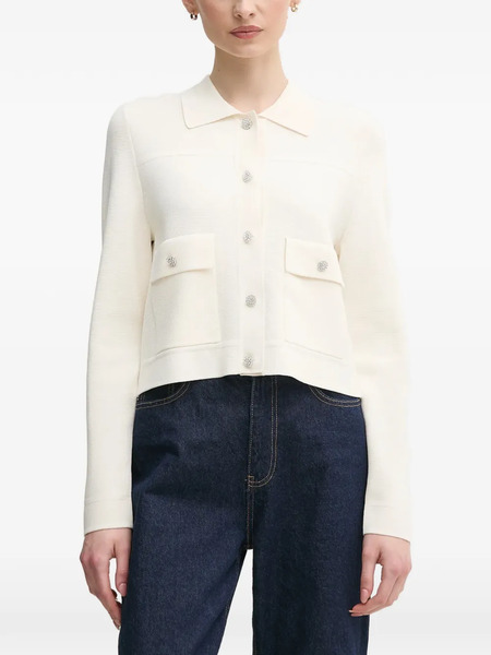  Oui Embellished Pocket Cardigan - White 