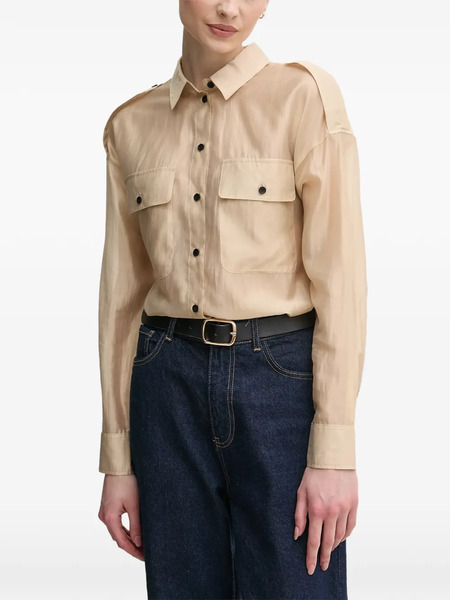  Oui Flap-pocket Buttoned Shirt - Neutrals 