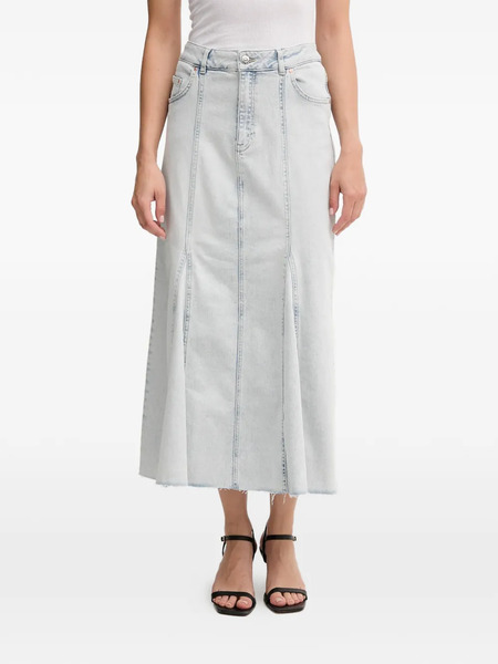  Oui Frayed Panelled Midi Skirt - Blue 