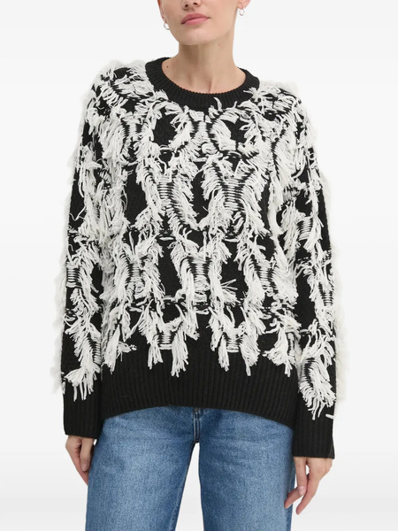  Oui Fringed Sweater - Black 