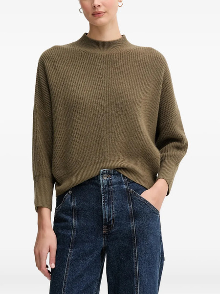  Oui Funnel Neck Knitwear - Green 