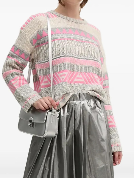  Oui Geometric-pattern Sweater - Neutrals 