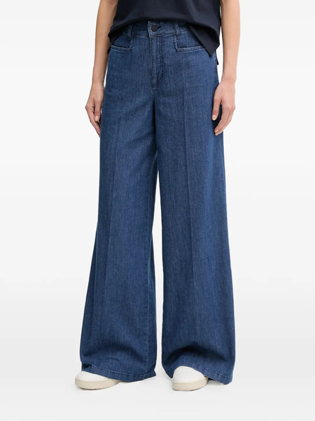  Oui Logo-patch Wide-leg Jeans - Blue 