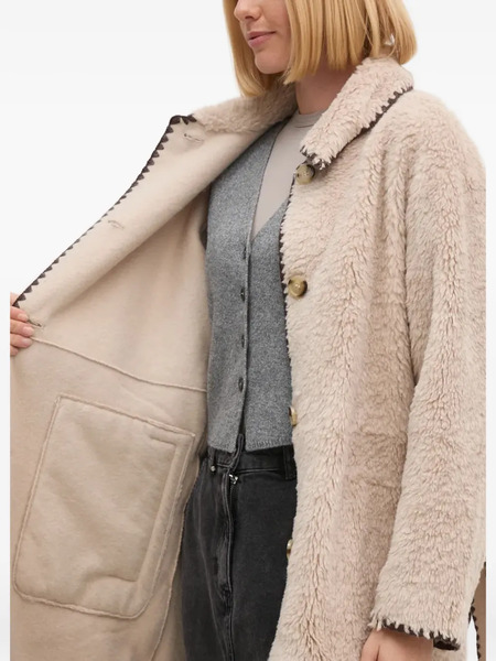  Oui Scalloped Trim Belted Coat - Neutrals 